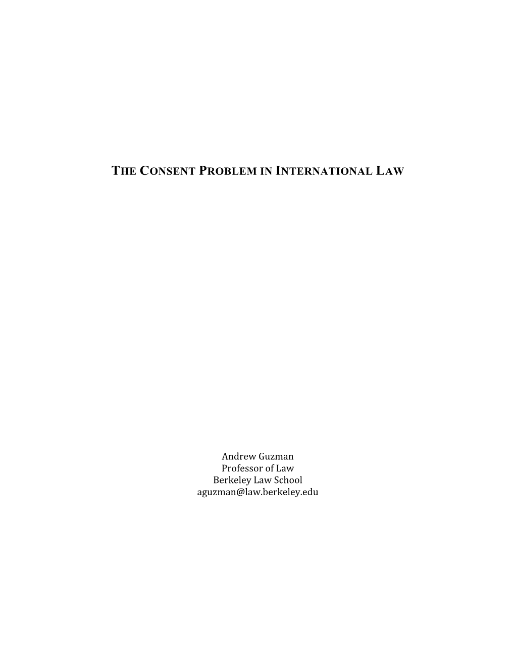 The Consent Problem in International Law