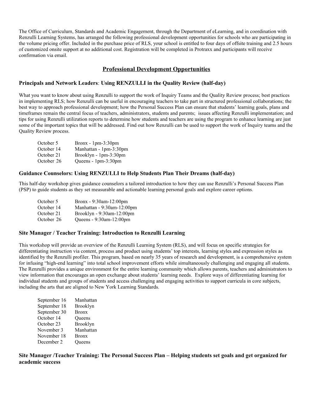 Principals and Network Leaders: Using RENZULLI in the Quality Review (Half-Day)