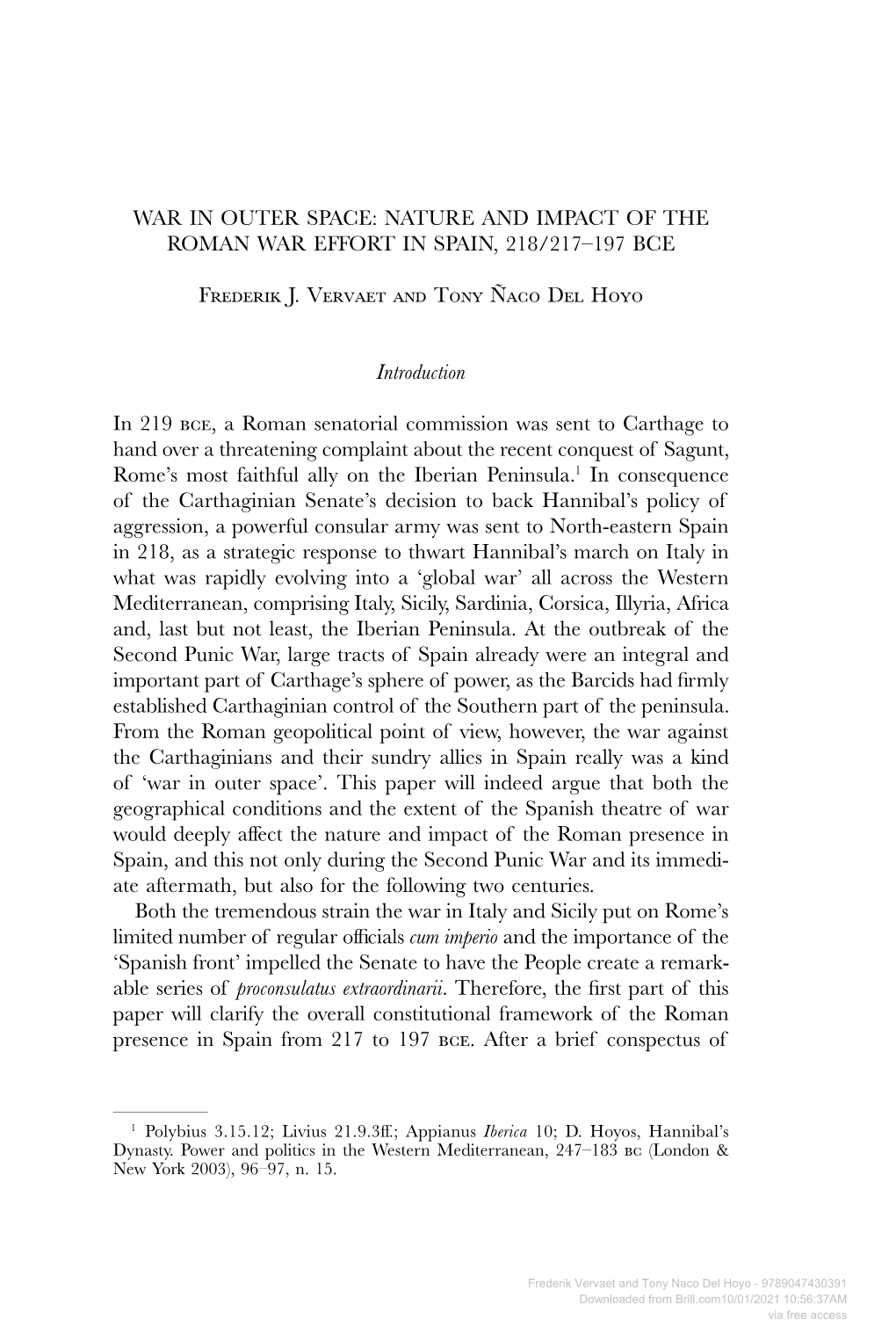 Nature and Impact of the Roman War Effort in Spain, 218/217–197 Bce