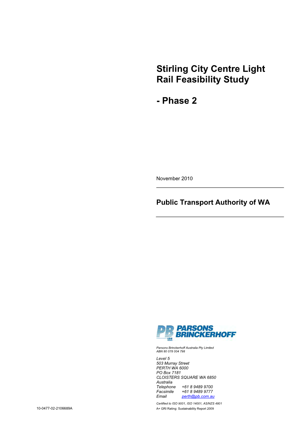 Stirling City Centre Light Rail Feasibility Study