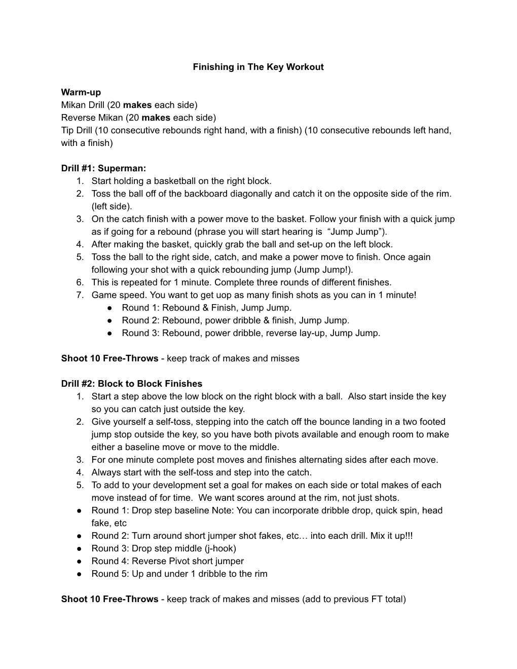 Finishing in the Key Workout Warm-Up Mikan Drill