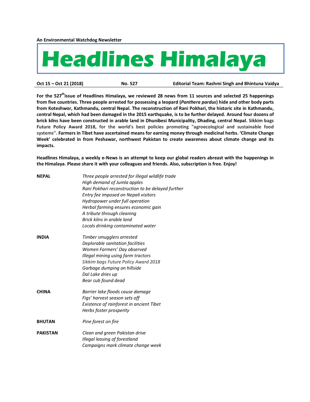 Headlines Himalaya