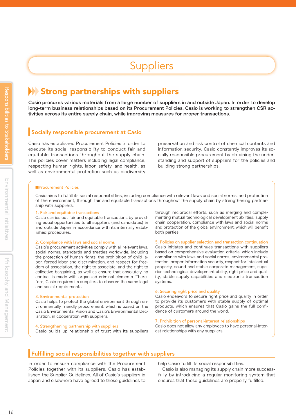 Suppliers Responsibilities to Stakeholders Strong Partnerships with Suppliers