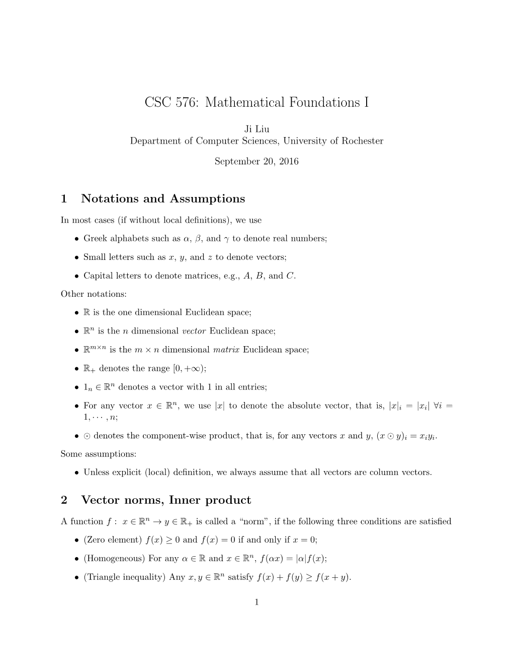 CSC 576: Mathematical Foundations I