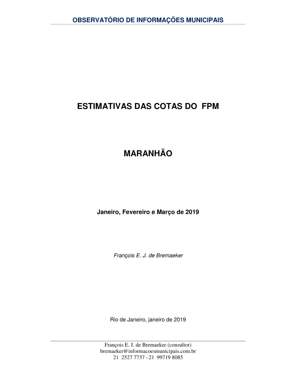 Estimativas Das Cotas Do Fpm Maranhão
