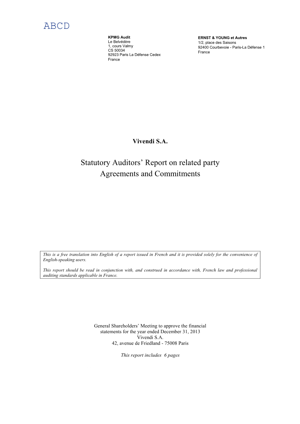 Download the Statutory Auditors' Report on Related Party Agreements and Commitments