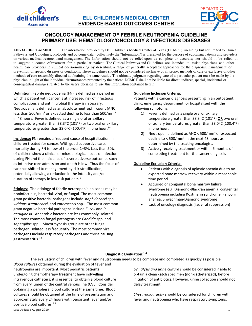 Oncology Management of Febrile Neutropenia Guideline Primary Use: Hematology/Oncology & Infectious Disesases