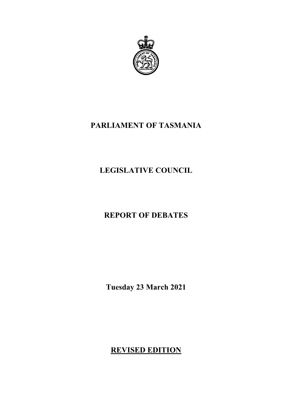 Legislative Council Tuesday 23 March 2021