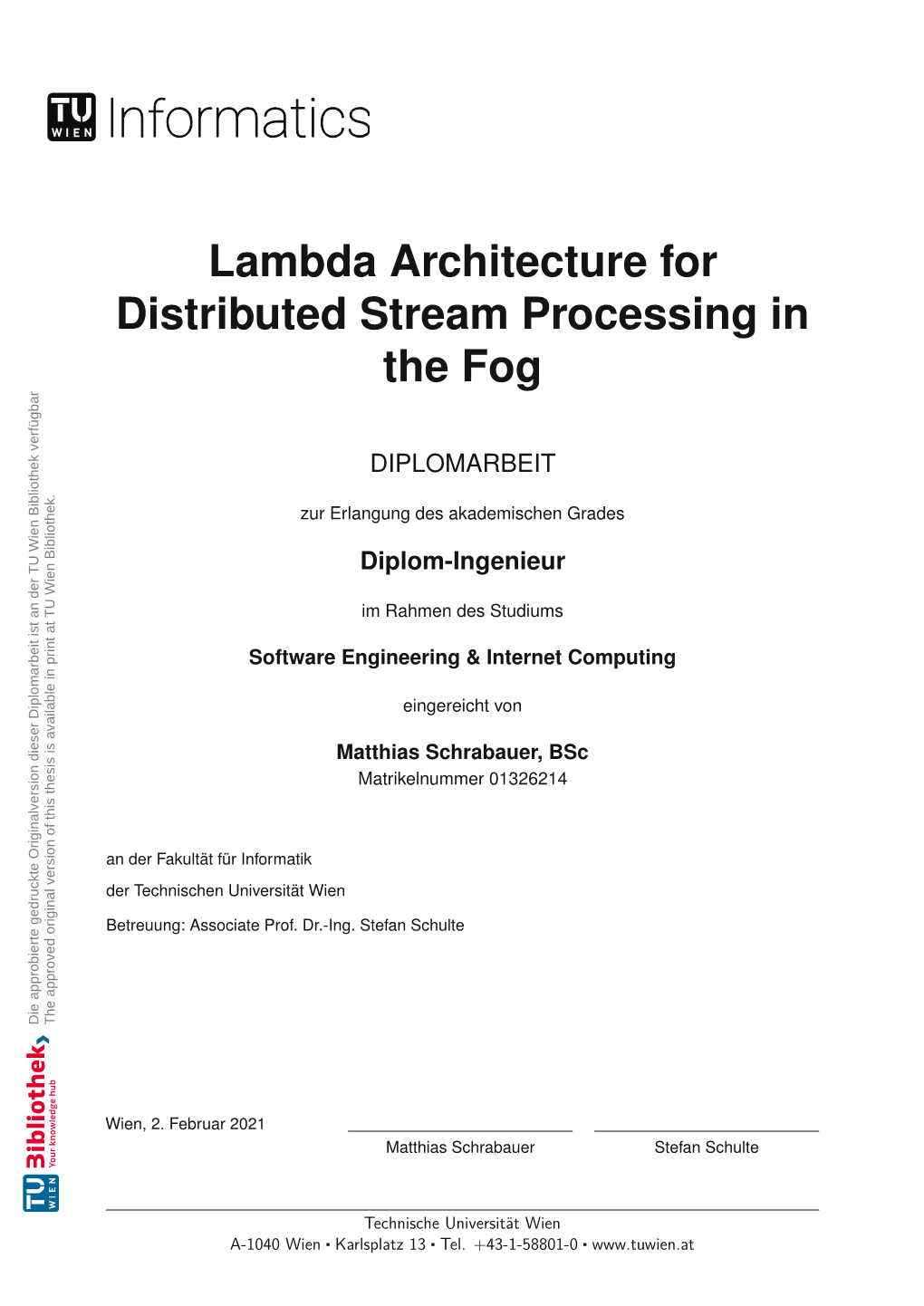 Lambda Architecture for Distributed Stream Processing in the Fog
