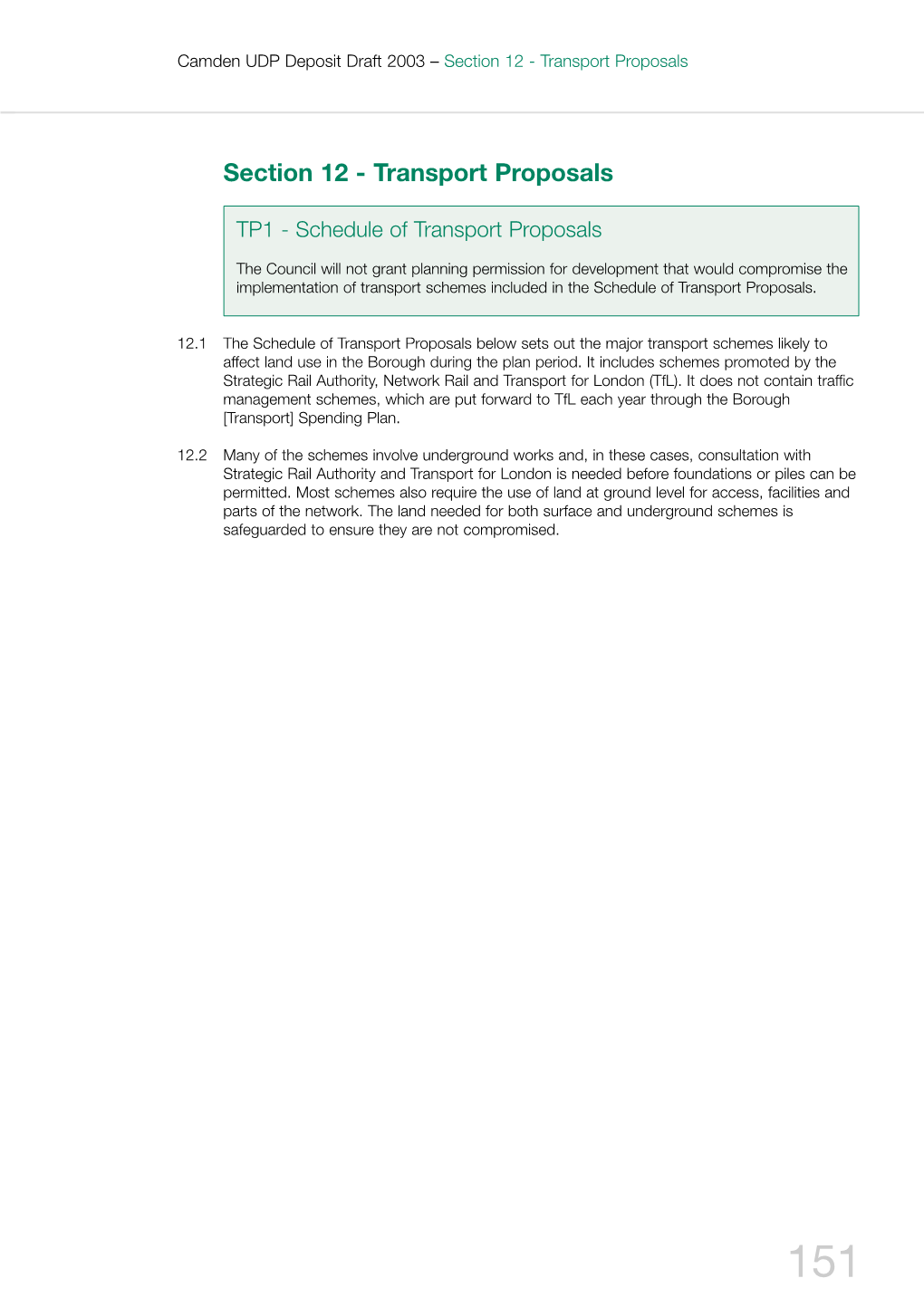 Section 12 - Transport Proposals