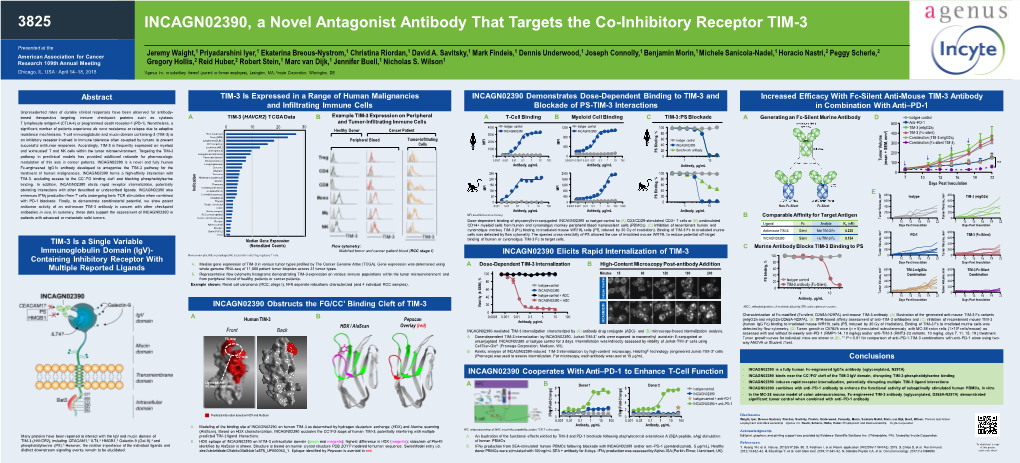 INCAGN02390, a Novel Antagonist Antibody That Targets the Co