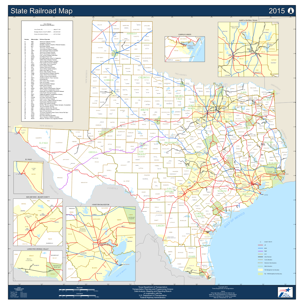 State Railroad Map 2015Complaint About Department Operations.° 107°W 106°W 105°W 104°W 103°W 102°W 101°W 100°W 99°W 98°W 97°W 96°W 95°W 94°W 93°W