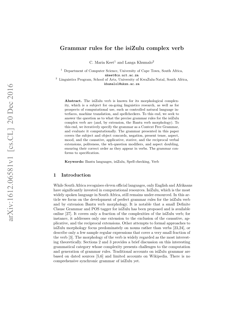 Arxiv:1612.06581V1 [Cs.CL] 20 Dec 2016 Plicative, and the Reciprocal Extensions