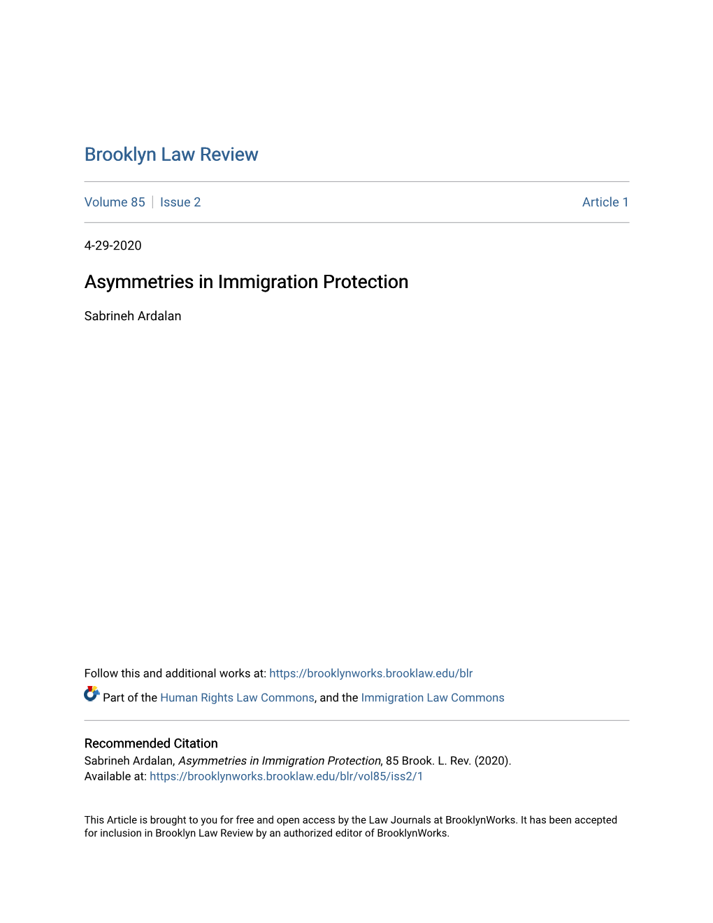 Asymmetries in Immigration Protection