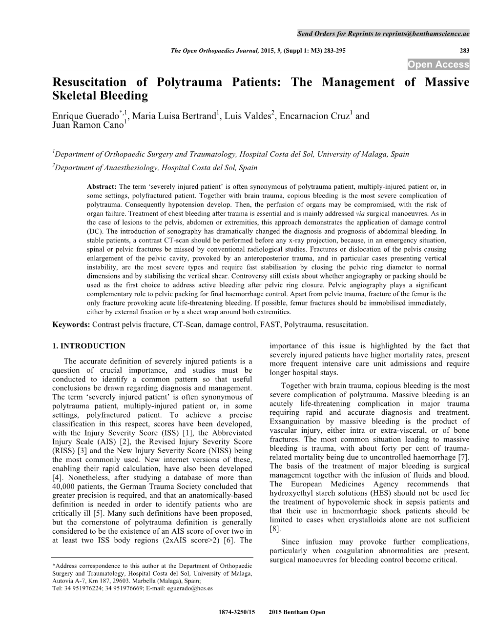 Resuscitation of Polytrauma Patients