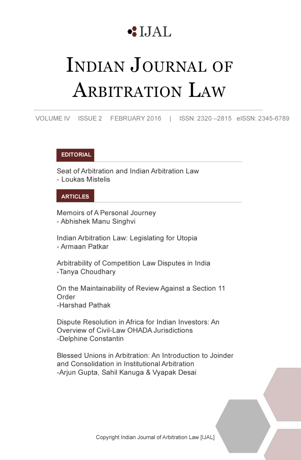Indian Journal of Arbitration Law