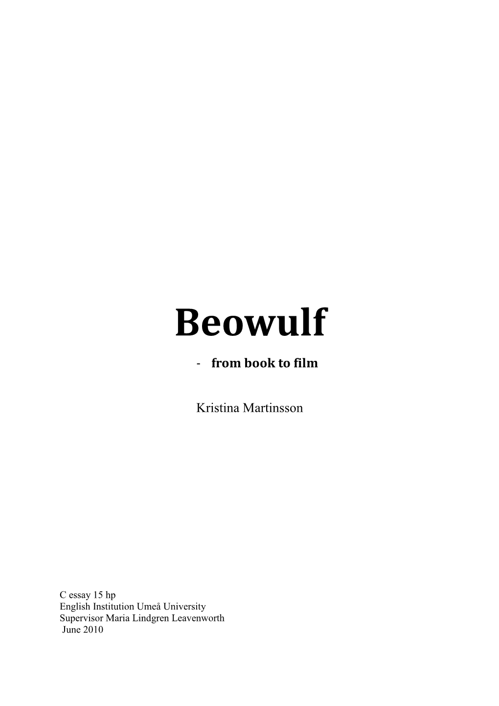 Beowulf - from Book to Film