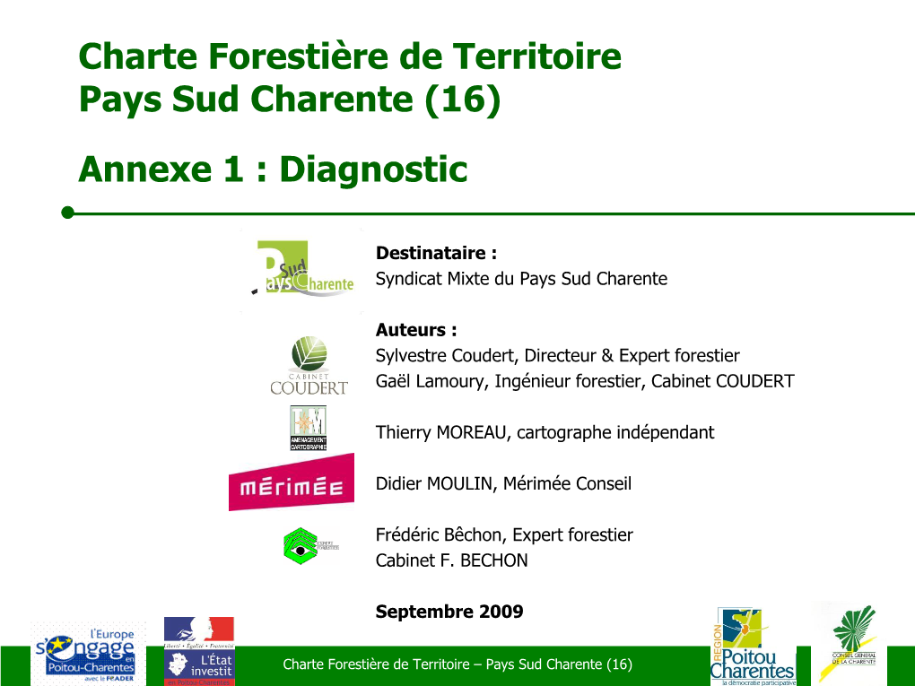 Charte Forestière De Territoire Pays Sud Charente (16) Annexe 1 : Diagnostic