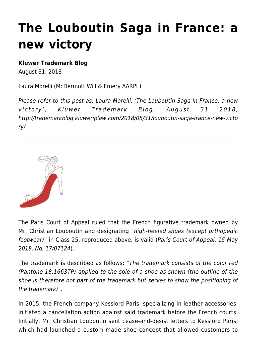 The Louboutin Saga in France: a New Victory