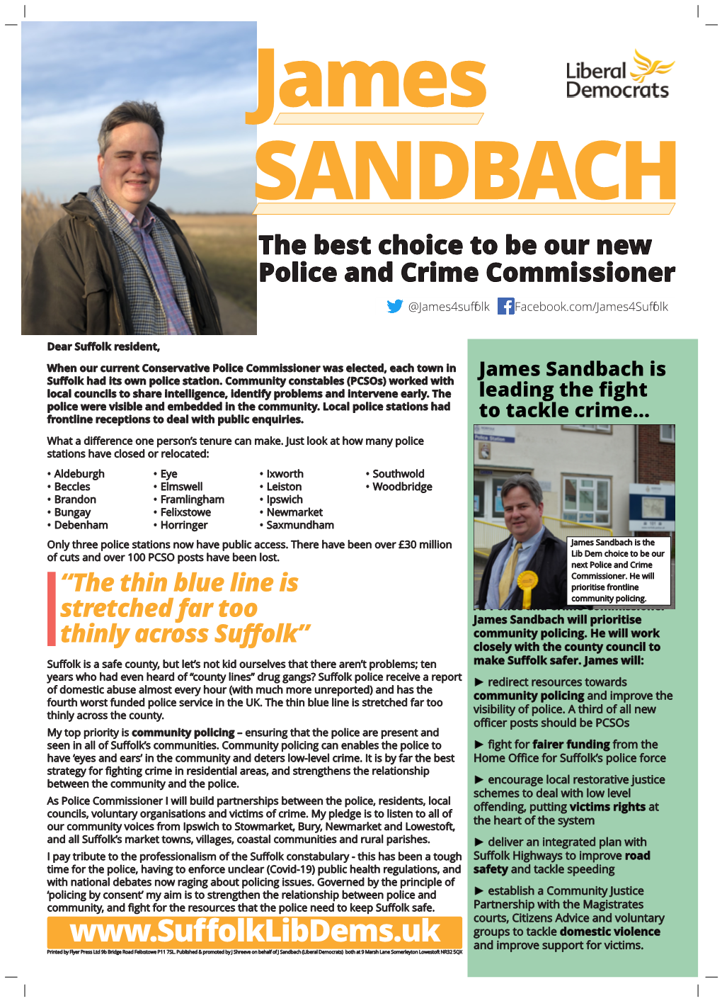 James SANDBACH the Best Choice to Be Our New Police and Crime Commissioner