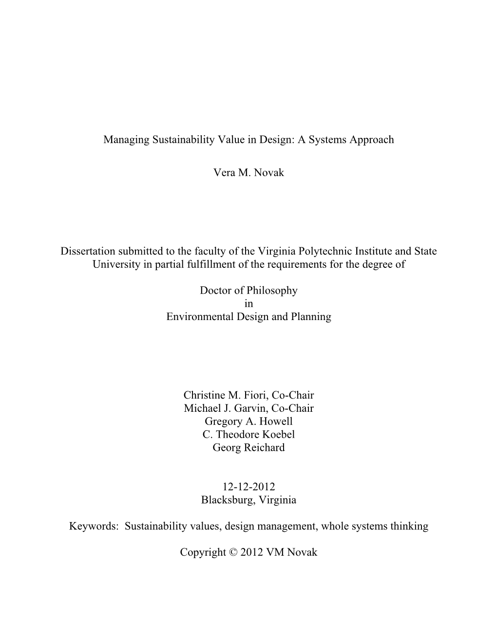 Managing Sustainability Value in Design: a Systems Approach