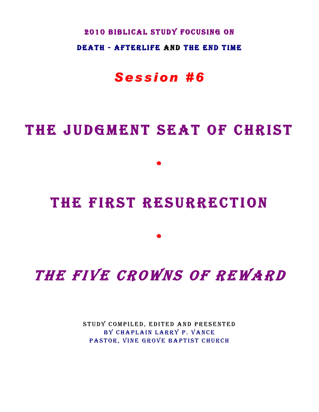 The Five Crowns of Reward