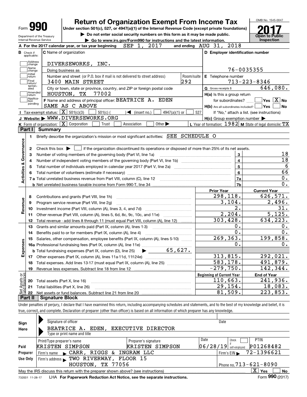 Return of Organization Exempt from Income Tax OMB No