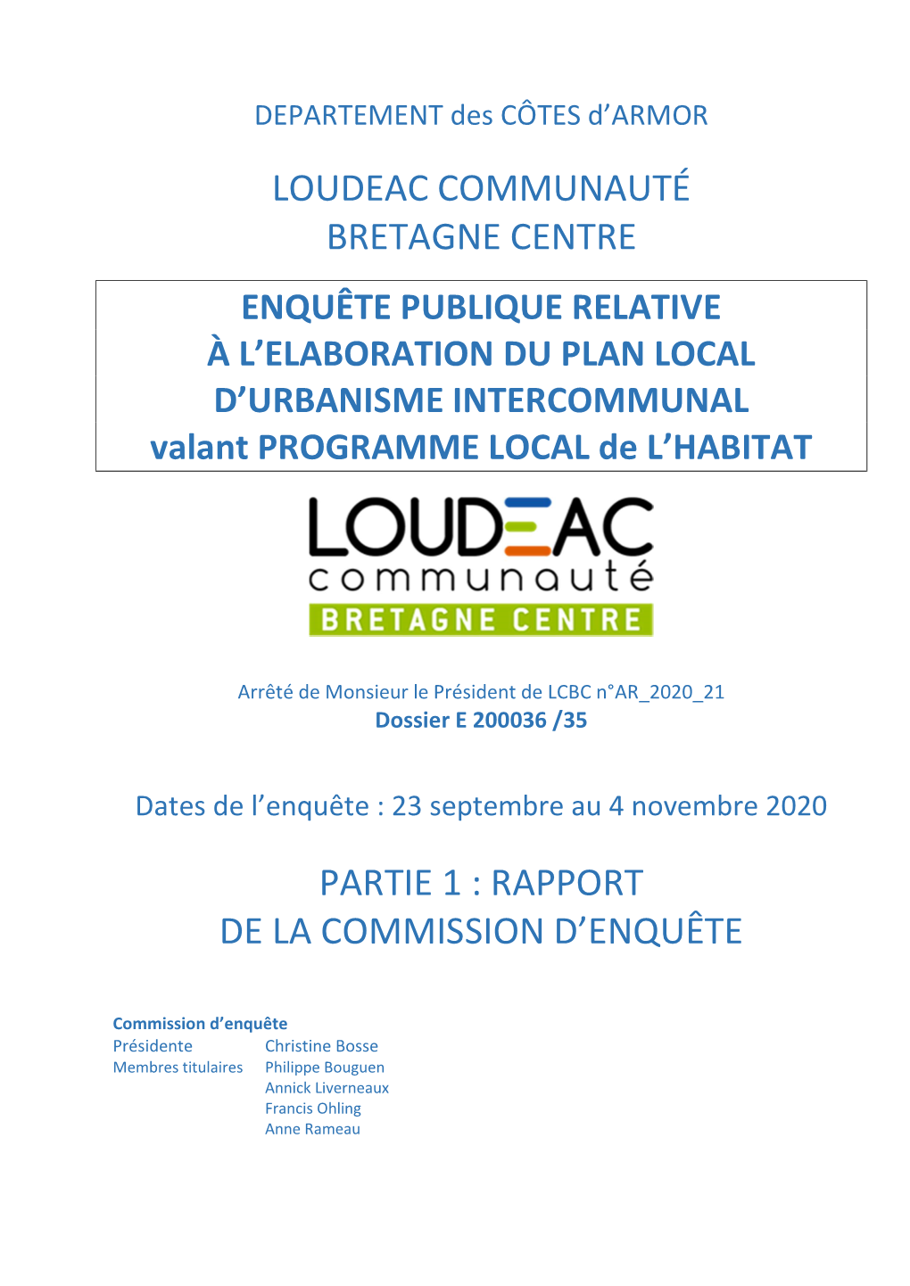 Loudeac Communauté Bretagne Centre Partie 1