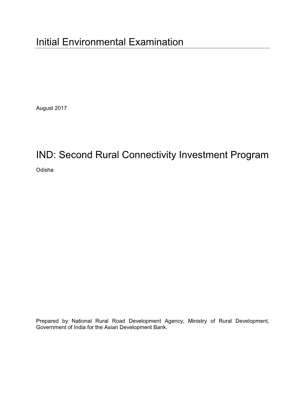 Initial Environmental Examination IND: Second Rural Connectivity