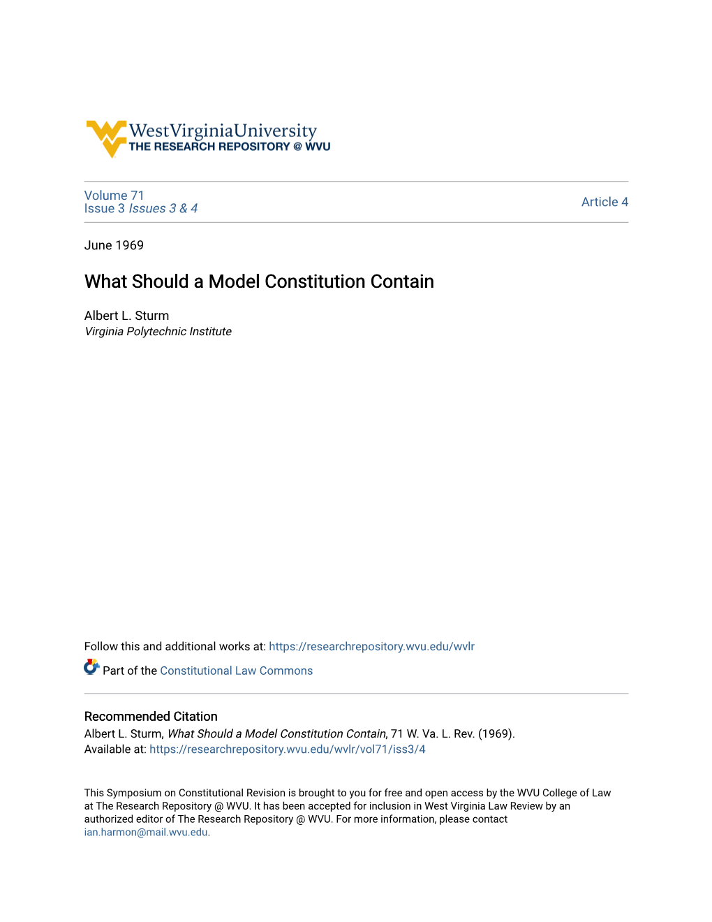 What Should a Model Constitution Contain