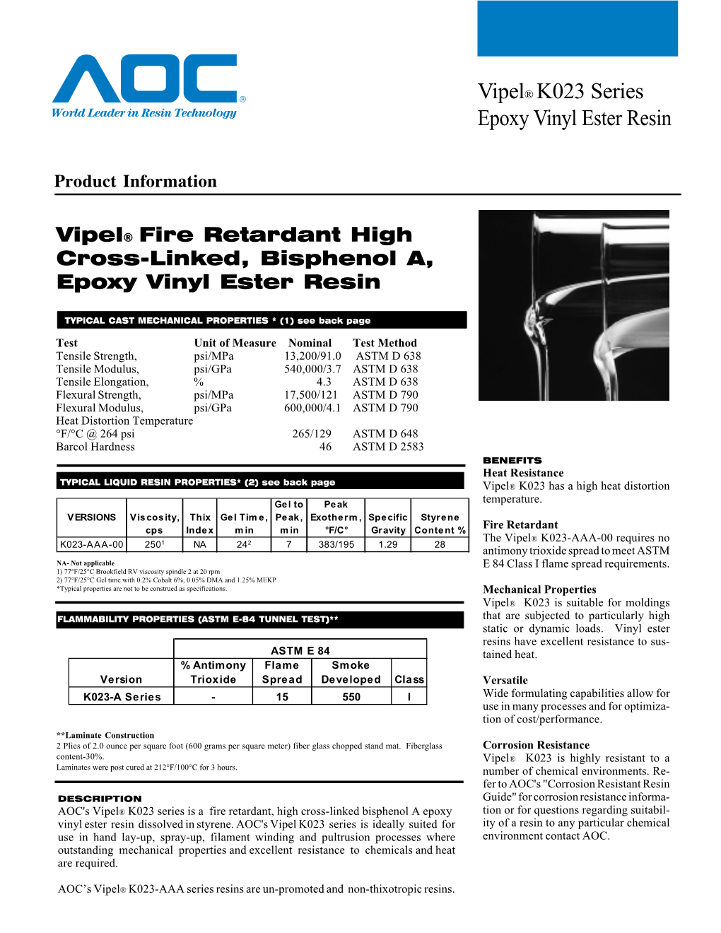 Vipel® K023 Series Epoxy Vinyl Ester Resin