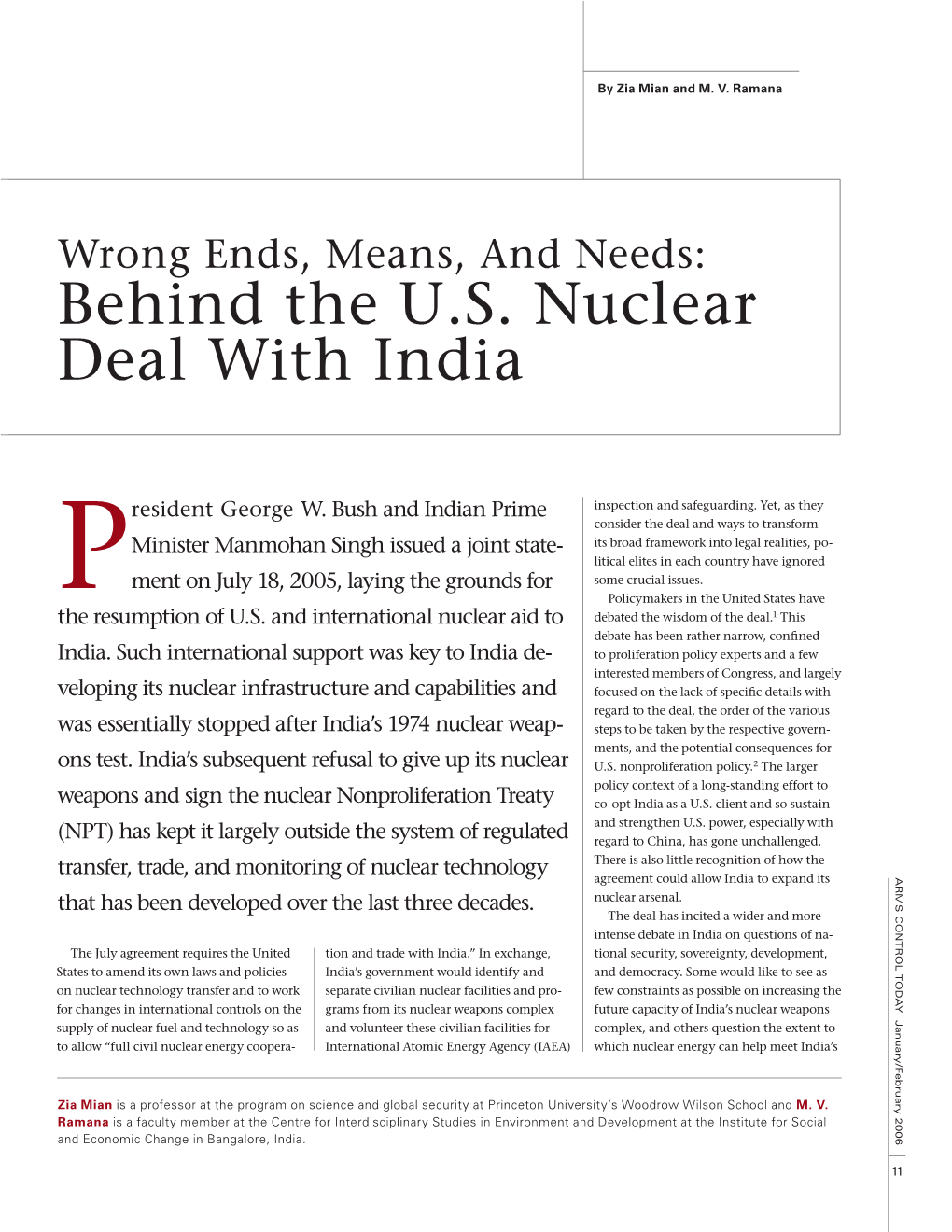 Behind the U.S. Nuclear Deal with India