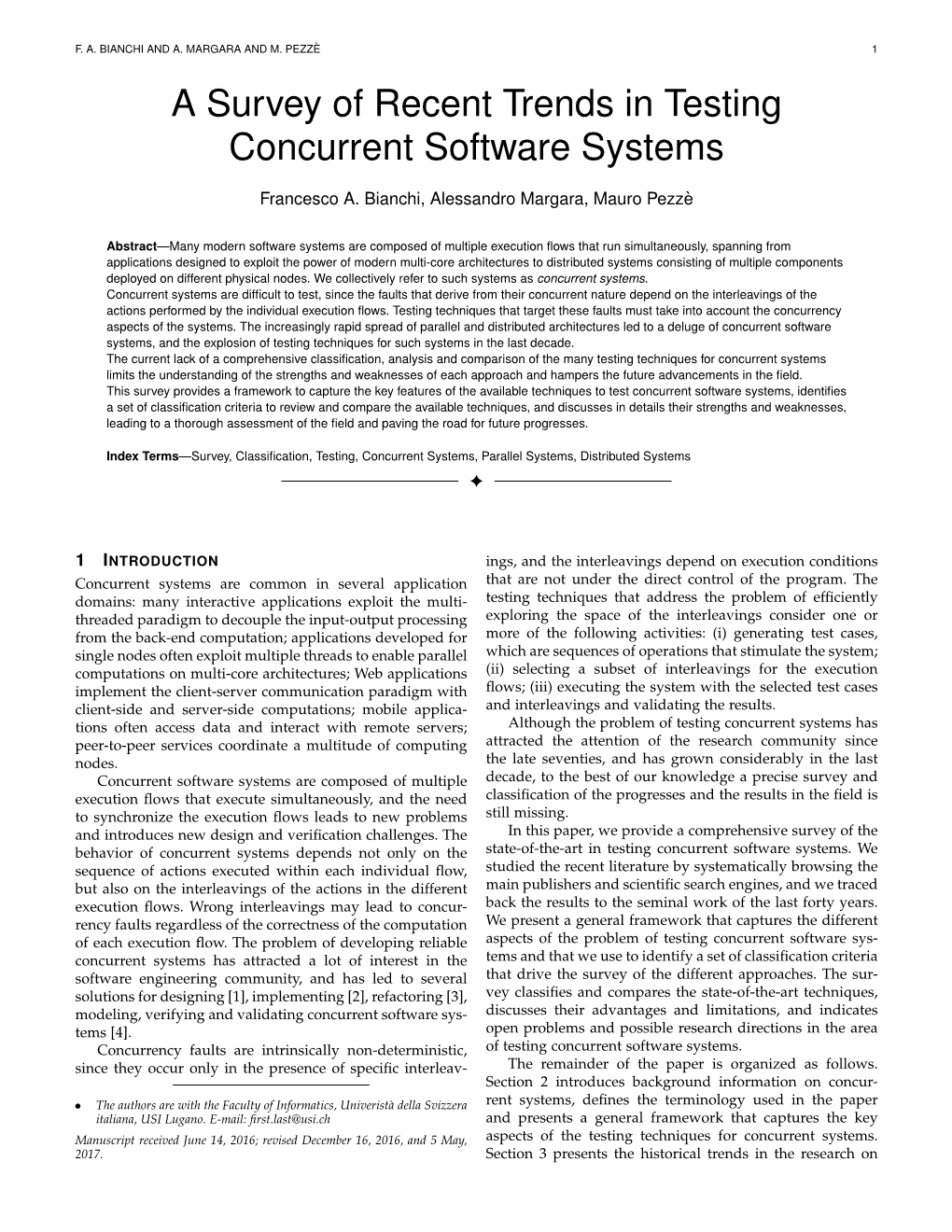 A Survey of Recent Trends in Testing Concurrent Software Systems