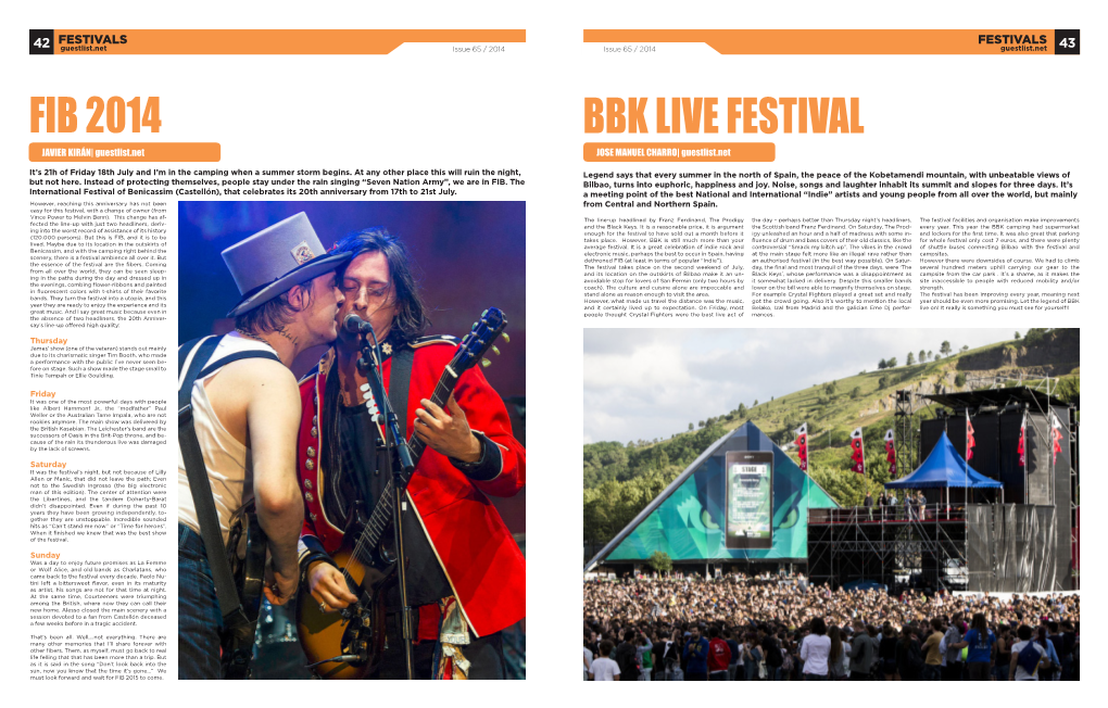 Bbk Live Festival Fib 2014