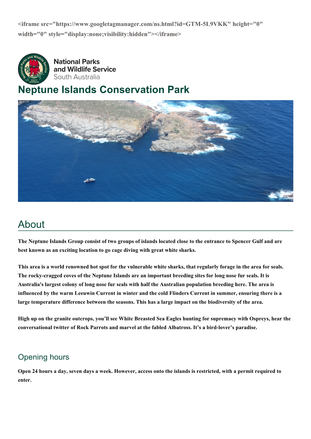Neptune Islands Conservation Park About
