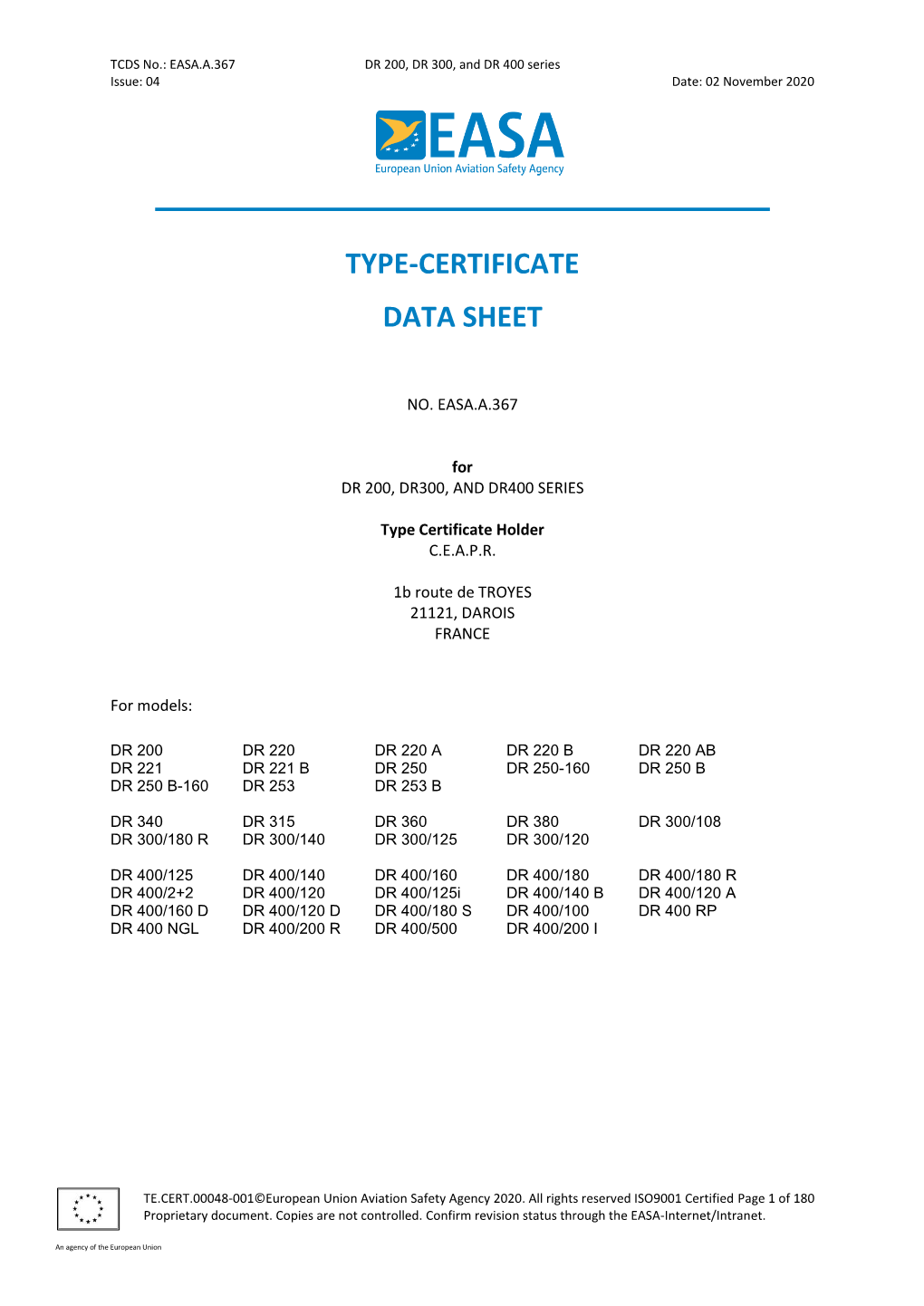 Tcds Dr200, Dr300, Dr400