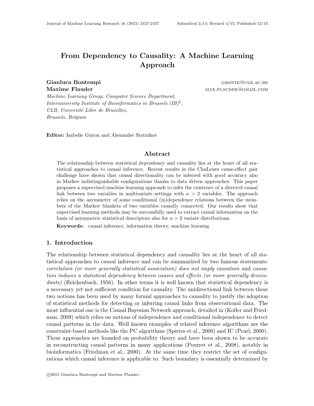 From Dependency to Causality: a Machine Learning Approach