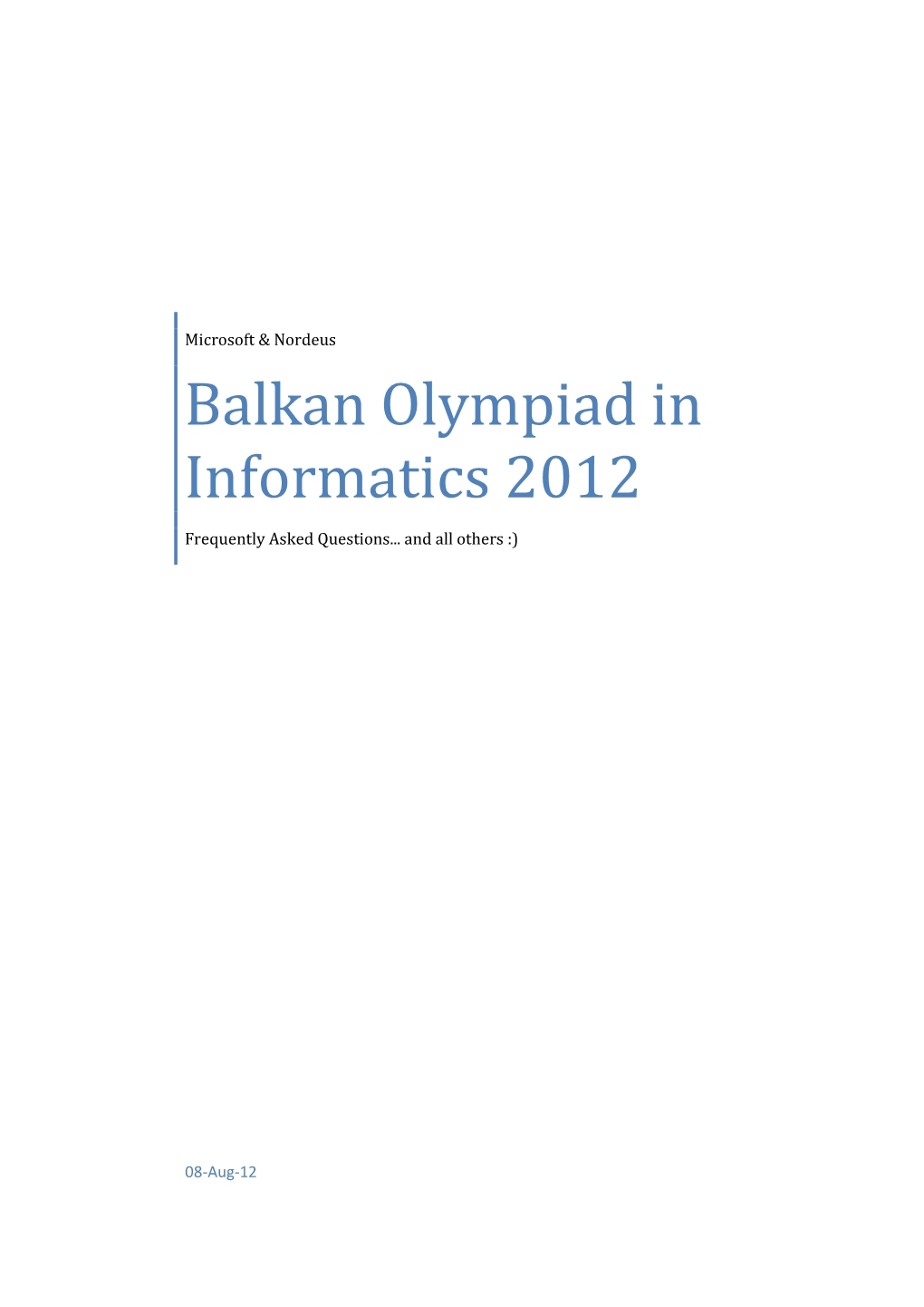 Balkan Olympiad in Informatics 2012