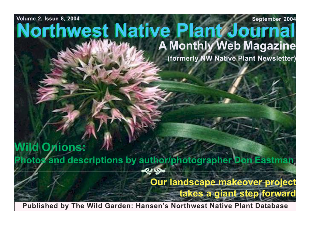 Northwest Native Plant Journal a Monthly Web Magazine