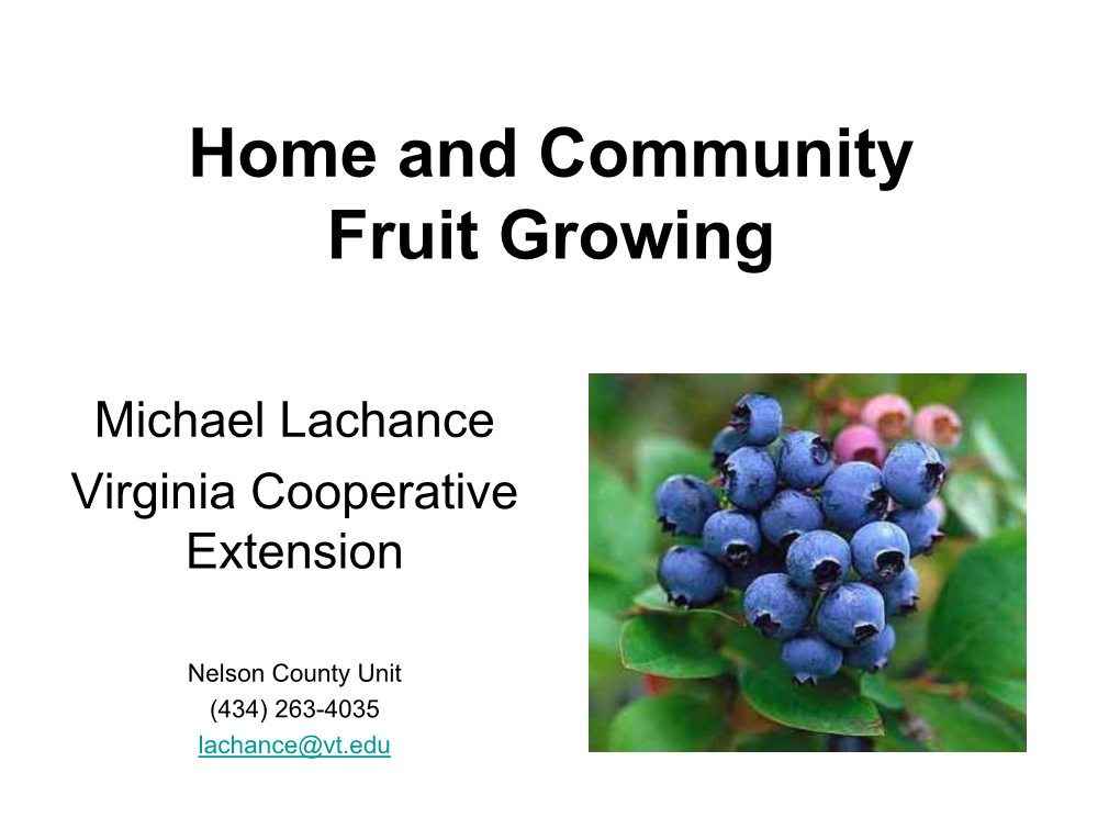 Home and Community Fruit Growing