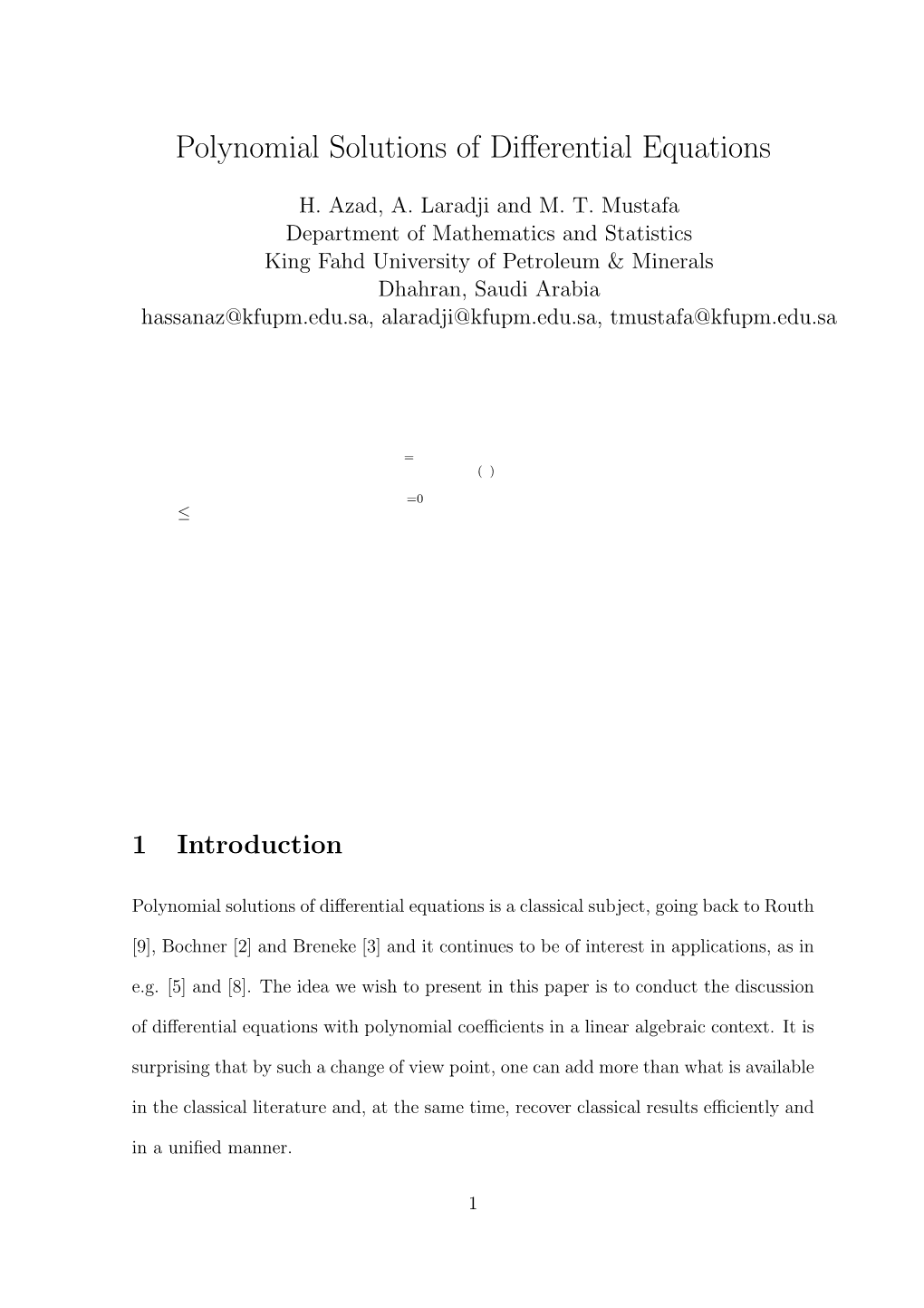 Polynomial Solutions of Differential Equations