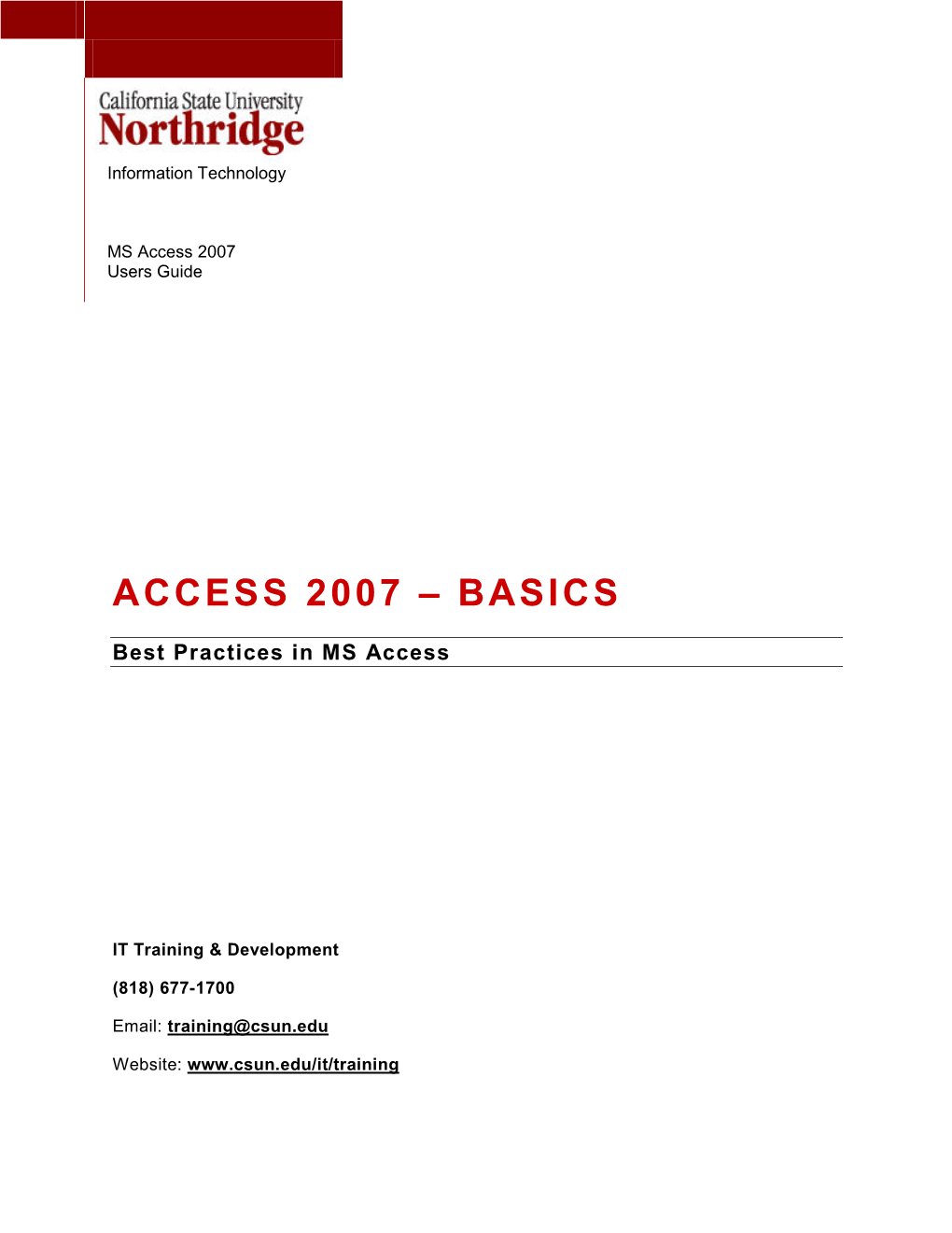 Access 2007 Users Guide
