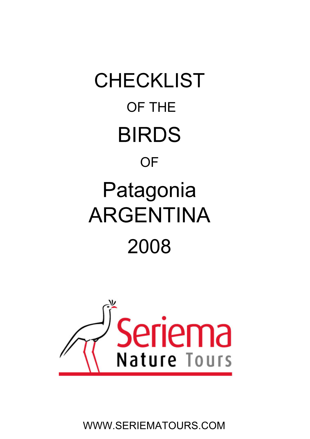 Bird Checklist, Patagonia Highlights