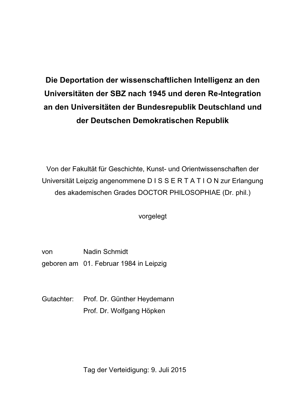 Die Deportation Der Wissenschaftlichen Intelligenz An