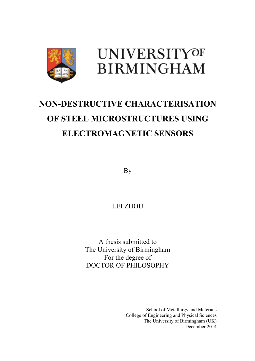 Non-Destructive Characterisation of Steel Microstructures Using Electromagnetic Sensors