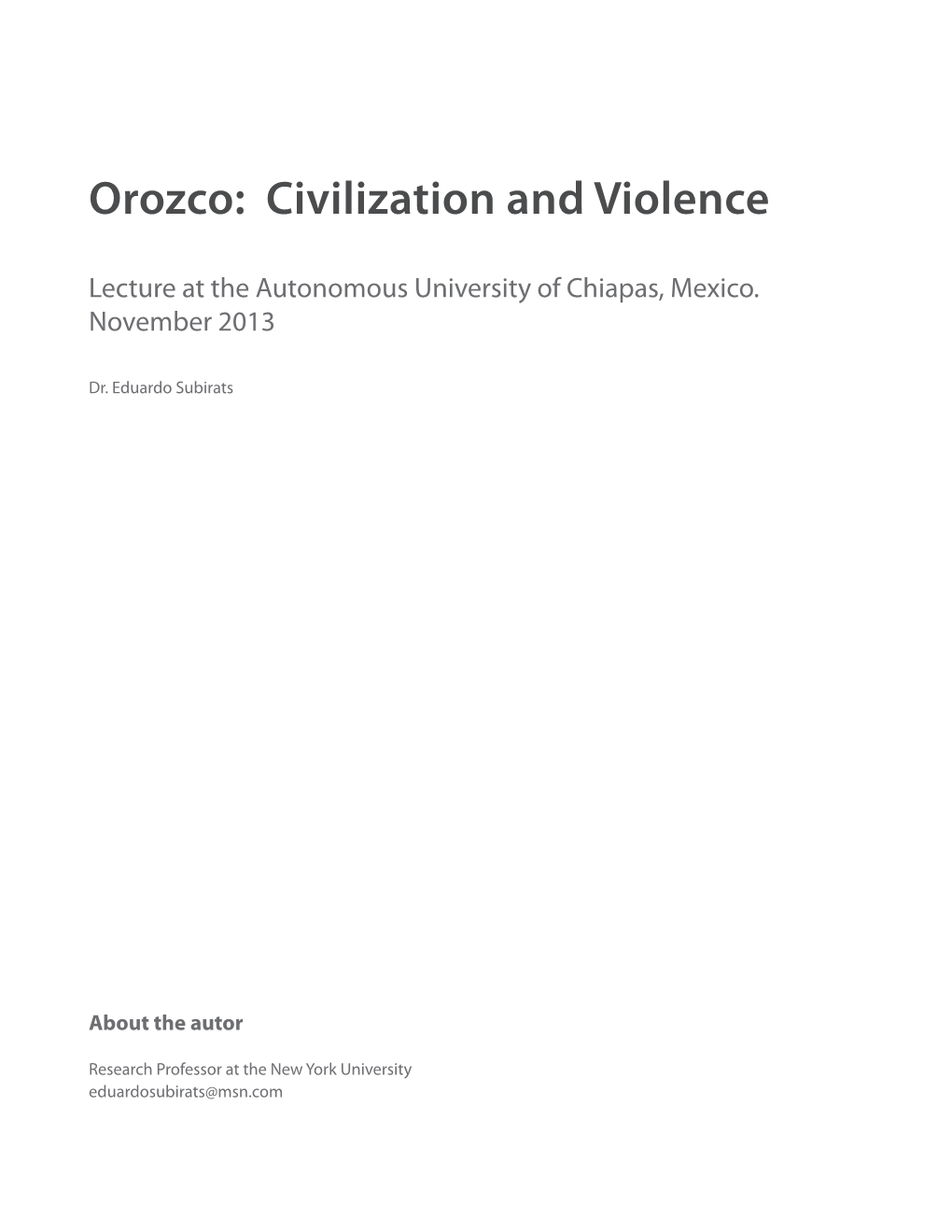 Orozco: Civilization and Violence