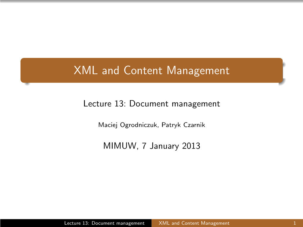 XML and Content Management