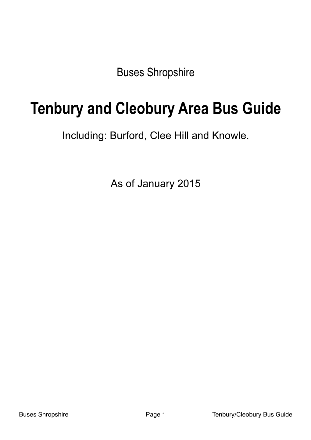Cleobury Tenbury Bus Guide