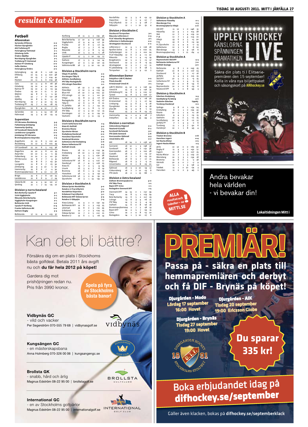 Kan Det Bli Bättre? Försäkra Dig Om En Plats I Stockhoms PREMIÄR! Bästa Golfdeal