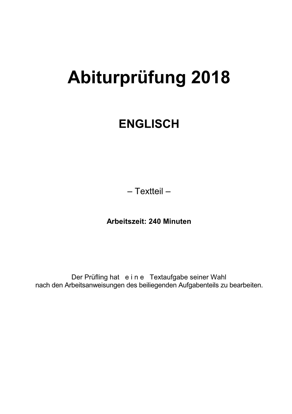 Abiturprüfung 2018